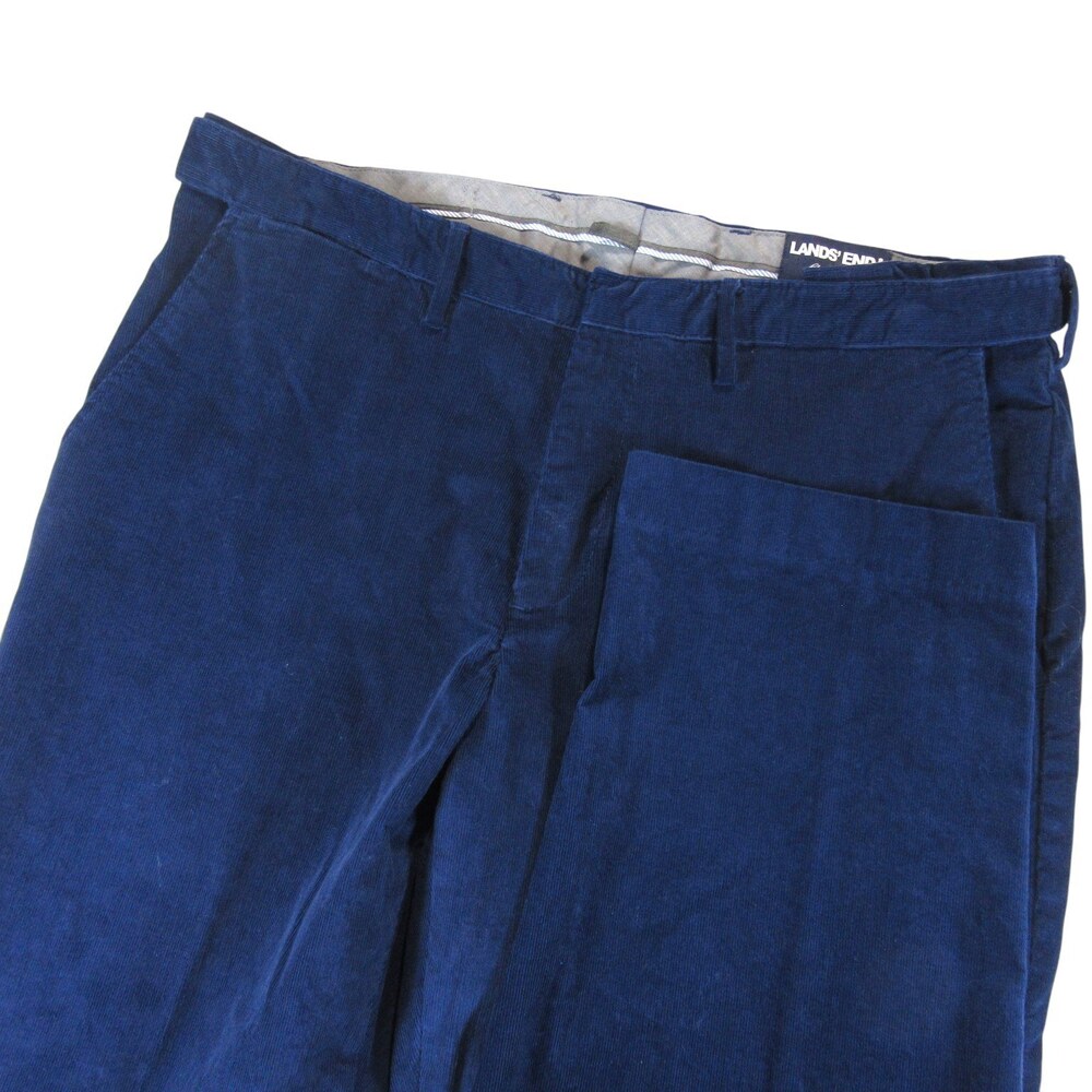 Lands' End Mens Corduroy‎ Pants 40 x 28 Traditional Fit Navy Blue Chino Stretch